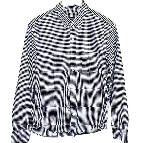 J.Crew Men's Button Down Shirt Blue and White Checked Medium - Picture 1 of 4